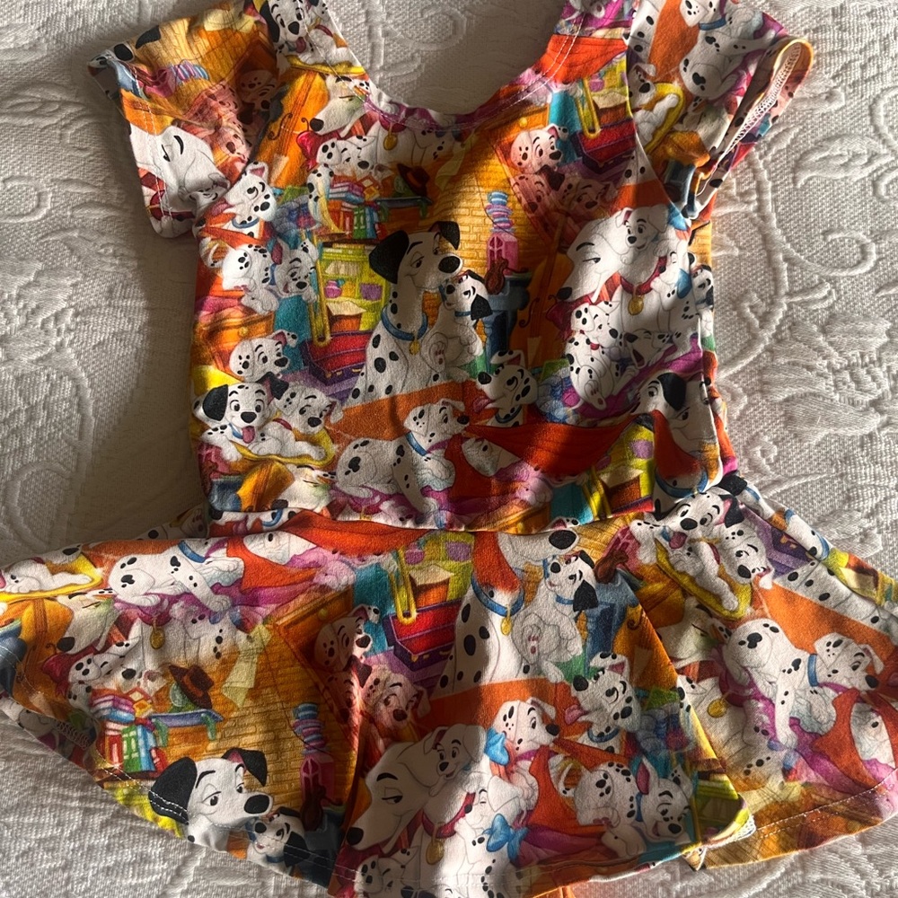 Kids Dalmatian Print One-Piece Bodysuit - Orange Multi
